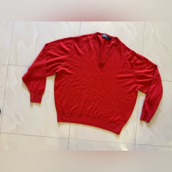 Vintage Byford V Neck Sweater Men XL Red Pullover Casual Jumper Travel Real Wool - Picture 15 of 16